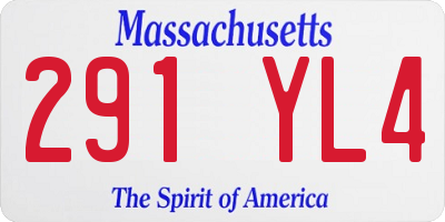 MA license plate 291YL4