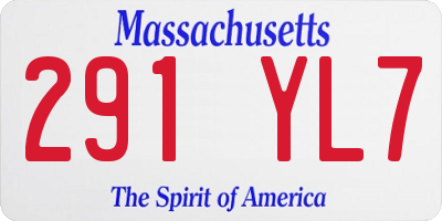 MA license plate 291YL7