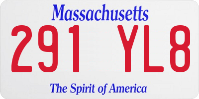 MA license plate 291YL8