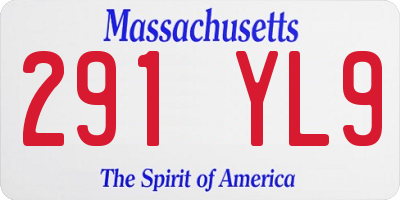 MA license plate 291YL9
