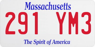 MA license plate 291YM3