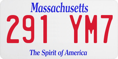 MA license plate 291YM7