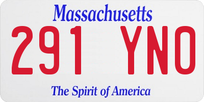 MA license plate 291YN0