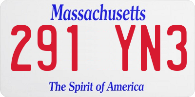 MA license plate 291YN3