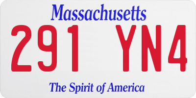 MA license plate 291YN4