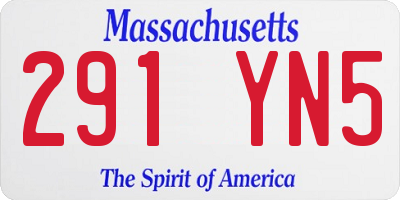 MA license plate 291YN5