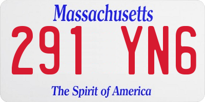 MA license plate 291YN6