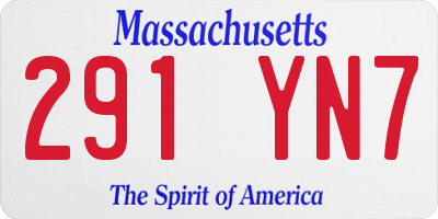 MA license plate 291YN7