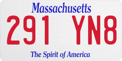 MA license plate 291YN8