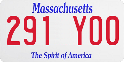 MA license plate 291YO0