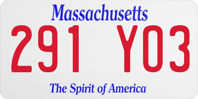 MA license plate 291YO3