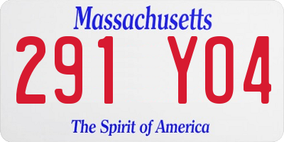 MA license plate 291YO4