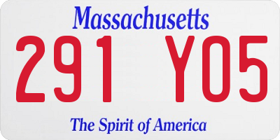 MA license plate 291YO5