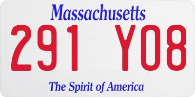 MA license plate 291YO8