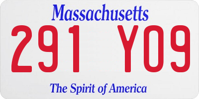 MA license plate 291YO9