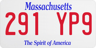 MA license plate 291YP9