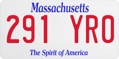 MA license plate 291YR0