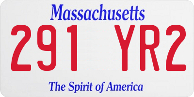 MA license plate 291YR2