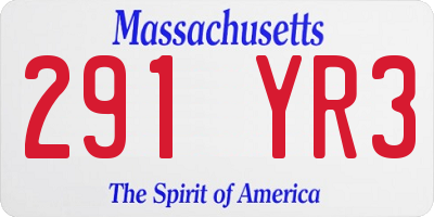 MA license plate 291YR3