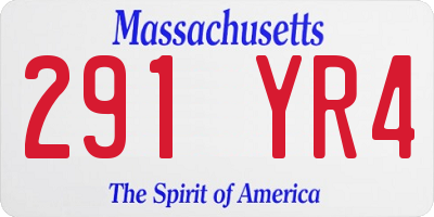 MA license plate 291YR4