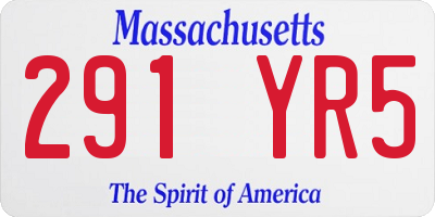 MA license plate 291YR5