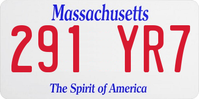 MA license plate 291YR7