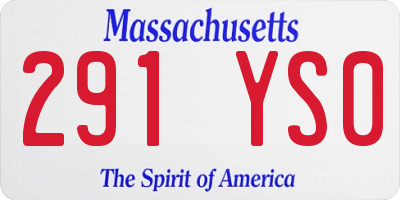 MA license plate 291YS0