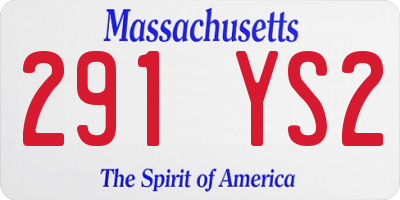 MA license plate 291YS2