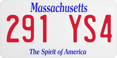 MA license plate 291YS4