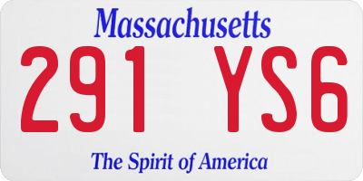 MA license plate 291YS6