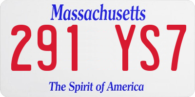 MA license plate 291YS7