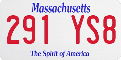 MA license plate 291YS8