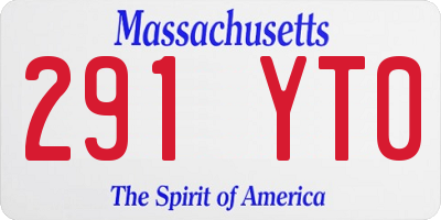 MA license plate 291YT0