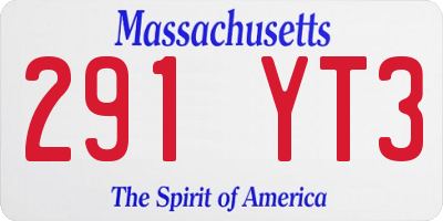 MA license plate 291YT3