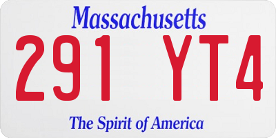 MA license plate 291YT4