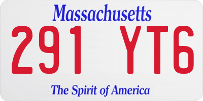 MA license plate 291YT6