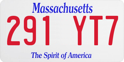 MA license plate 291YT7