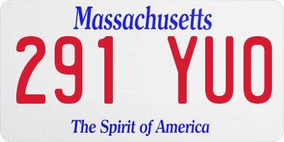MA license plate 291YU0