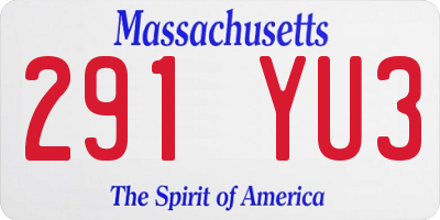 MA license plate 291YU3
