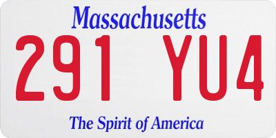 MA license plate 291YU4