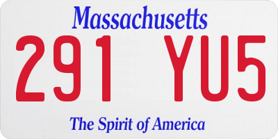 MA license plate 291YU5