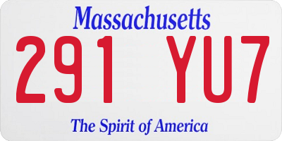 MA license plate 291YU7