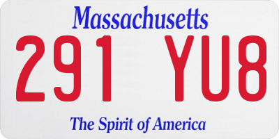 MA license plate 291YU8