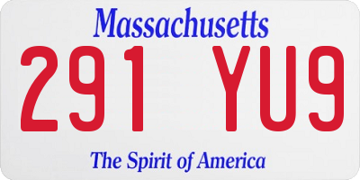 MA license plate 291YU9