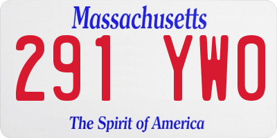 MA license plate 291YW0