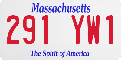MA license plate 291YW1