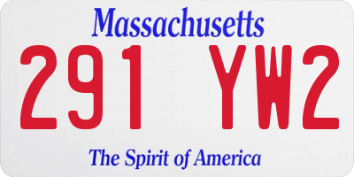 MA license plate 291YW2