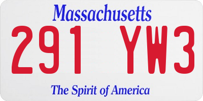 MA license plate 291YW3