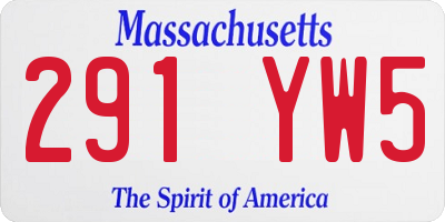 MA license plate 291YW5