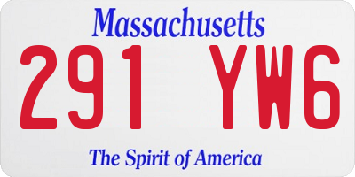 MA license plate 291YW6